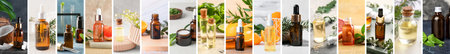 Collage with many aromatic essential oils