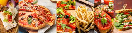 Collage of traditional fast food, closeup