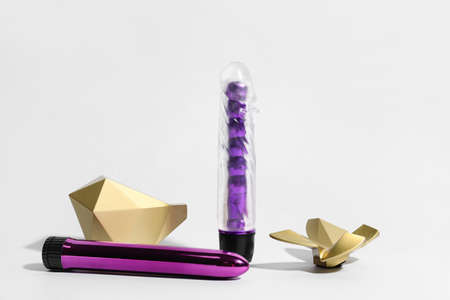 Vibrators from sex shop on light backgroundの写真素材