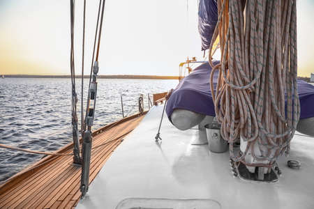 View of modern yacht on sea