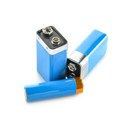 Alkaline batteries isolated on white backgroundの写真素材