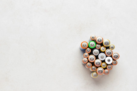 Alkaline batteries on white background