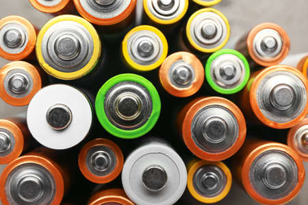 Alkaline batteries as background, closeupの写真素材