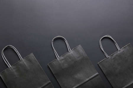 Shopping bags on black backgroundの写真素材