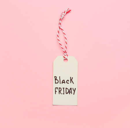 Tag with text BLACK FRIDAY on color backgroundの写真素材