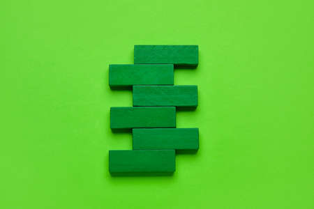 green blocks on color background