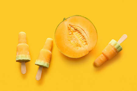 Tasty melon on color background
