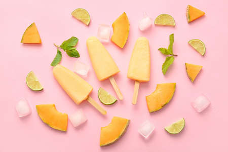Tasty melon on color background