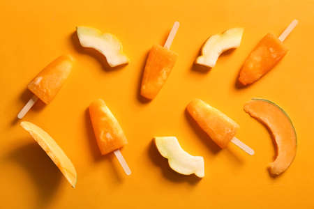Tasty melon on color background