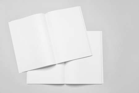 Blank magazines on gray background