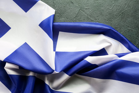 Greece flag on grunge backgroundの写真素材