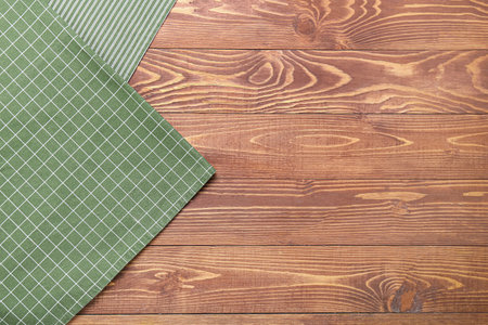 New napkins for picnic on wooden backgroundの写真素材