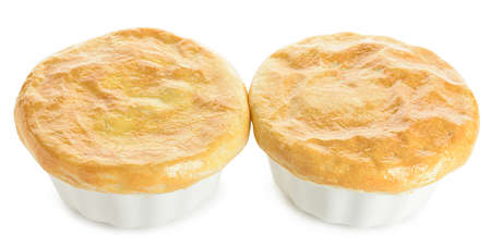 Tasty vegetable pot pies on white backgroundの写真素材