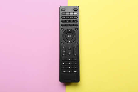 Modern TV remote control on color backgroundの写真素材