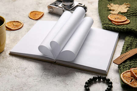 Blank book on light background, closeupの写真素材