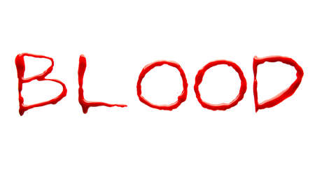 Word BLOOD on white backgroundの写真素材