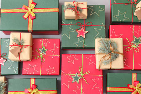 Christmas presents on light background