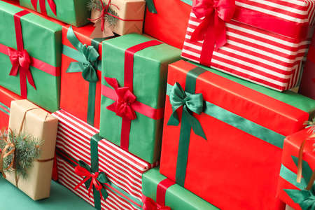 Christmas presents as background