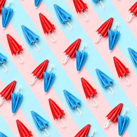 Many umbrellas on colorful background. pattern for design