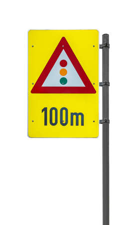 Light signal traffic sign on white background