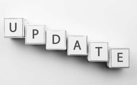 Word UPDATE made of cubes on white backgroundの写真素材