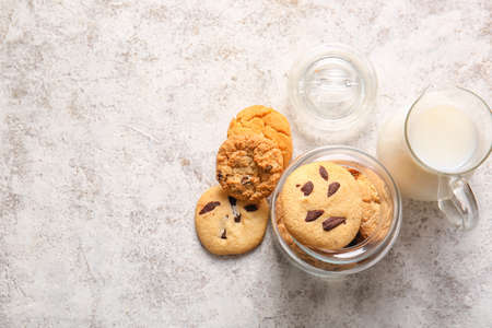 Tasty homemade cookies on light backgroundの写真素材