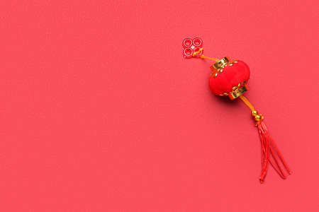 Traditional Chinese lantern on red backgroundの写真素材