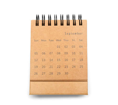 Craft calendar on white backgroundの写真素材