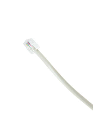 Modern internet cable isolated on white background, closeup