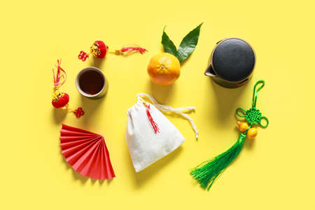 Chinese symbols on color backgroundの写真素材