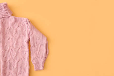 Female roll-neck sweater on color background