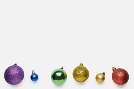 Rainbow Christmas balls on white background. LGBT conceptの写真素材