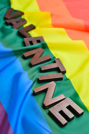 Word VALENTINE on LGBT flagの写真素材