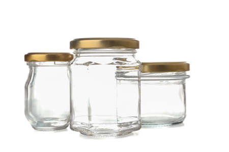 Three jars on white backgroundの写真素材