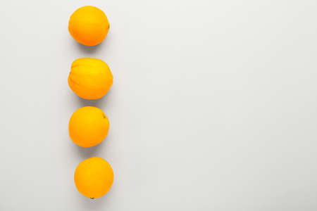 Ripe oranges on white backgroundの写真素材