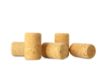Wine corks on white backgroundの写真素材