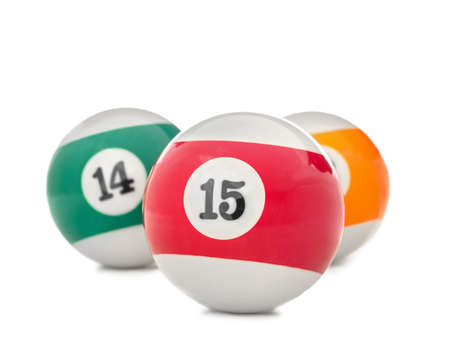 Billiard balls on white background