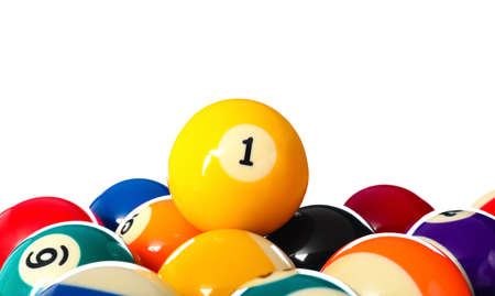 Billiard balls on white backgroundの写真素材