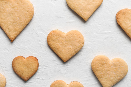 Tasty heart shaped cookies on white background. valentine's day celebrationの写真素材