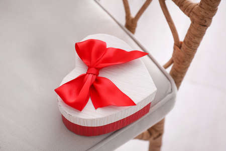Gift for Valentine's Day on chair in room