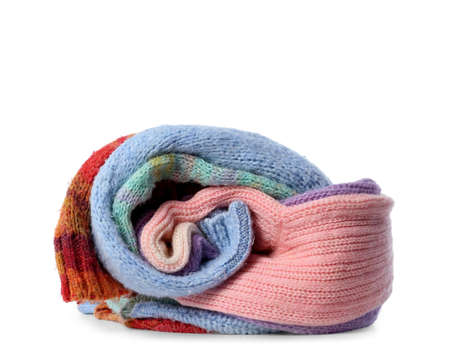 Different female sweaters on white backgroundの写真素材