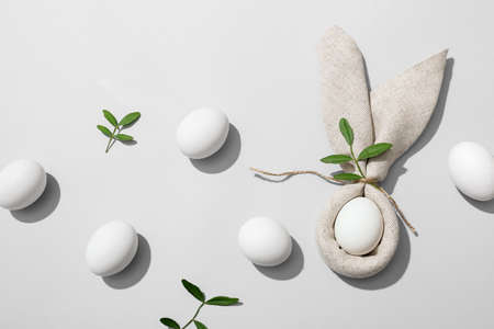 Beautiful Easter composition on gray background
