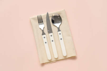 Simple table setting on gray background