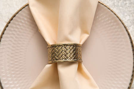 Simple beautiful table setting on light backgroundの写真素材