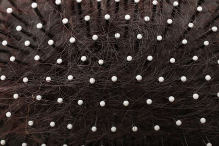 Fallen down hair on brush, closeup