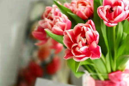 Beautiful bouquet of tulips, closeup. International Women's Day celebrationの写真素材