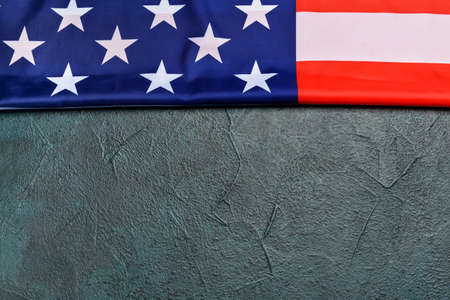 USA flag on gray background with space for text