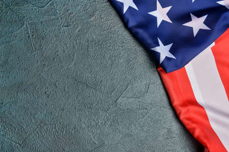 USA flag on gray background with space for textの写真素材