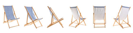Set of deck chairs isolated on white