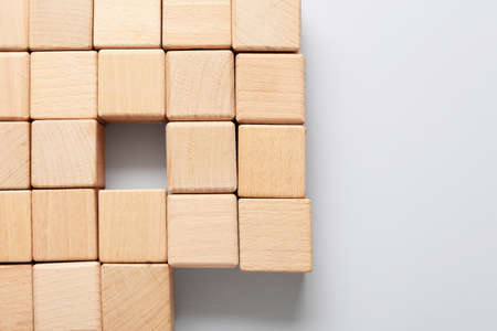 wooden cubes on light backgroundの写真素材